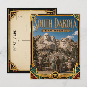 Carte Postale Dakota du Sud Art Déco Vintage de l'Âge d'Or