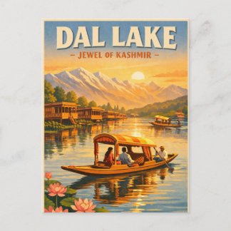 Carte Postale Dal Lake, Srinagar, India, in a classic