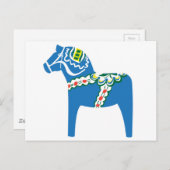 Carte Postale Dalahäst | Cheval de Dala bleu (Devant / Derrière)