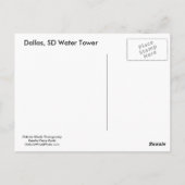 Carte Postale Dallas, SD Water Tower et musée (Dos)