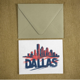 Carte Postale Dallas Skyline Impression d'art à l'aquarelle – Vi