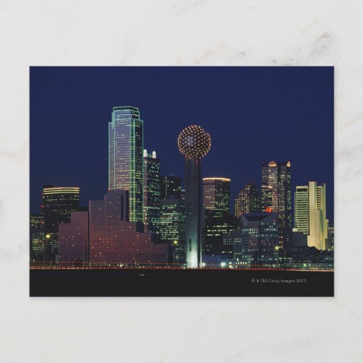 Carte Postale Dallas Skyline la nuit (Devant)