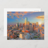 Carte Postale Dallas, Texas Downtown View at Sunset (Devant / Derrière)
