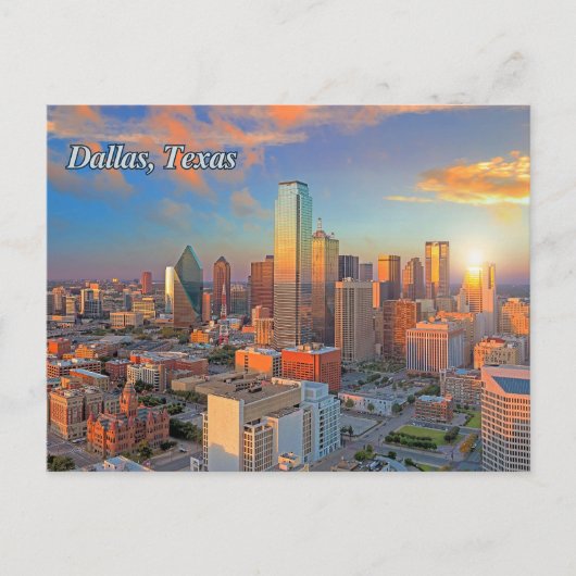 Carte Postale Dallas, Texas Downtown View at Sunset (Devant)