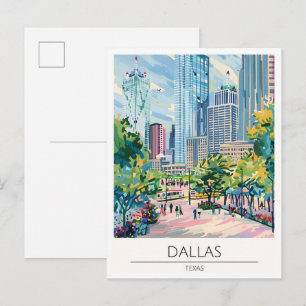 Carte Postale Dallas Texas États-Unis Illustration d'art vintage