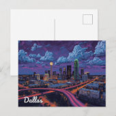 Carte Postale Dallas Texas Skyline City Art (Devant / Derrière)
