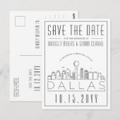 Carte Postale Dallas, Texas | Skyline stylisée Enregistrer la da (Devant / Derrière)