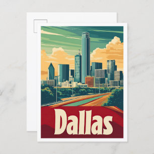 Carte Postale Dallas Texas USA Illustration Vintage voyage