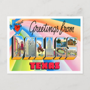 Carte Postale Dallas, Texas Vintage Big Letters