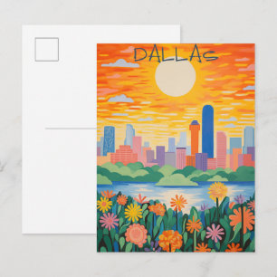 Carte Postale Dallas Texas Voyage Ville Peinture Esthétique