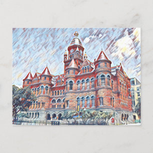 Carte Postale Dallas, TX Vieux Palais De Justice Rouge Peinture