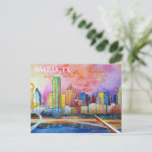 Carte postale Dallas, Tx Watercolor (Debout devant)