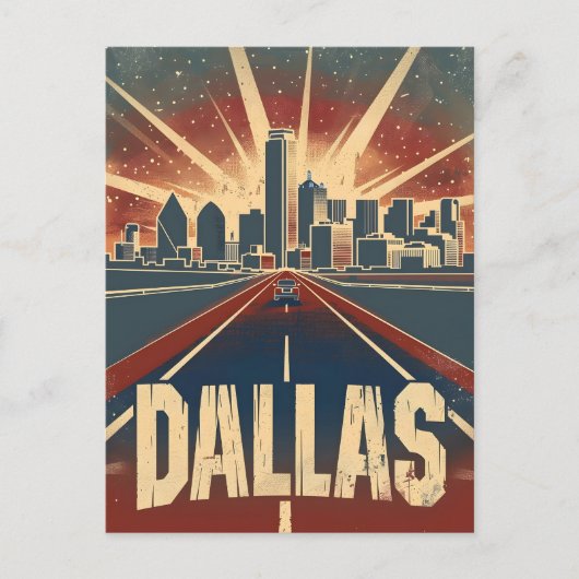 Carte Postale Dallas Vintage voyage Ad Art (Devant)