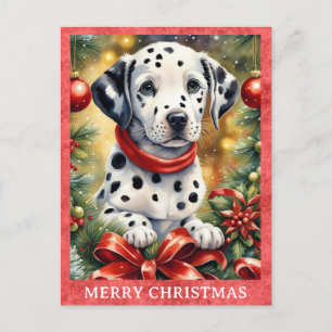 Carte Postale Dalmatie Joyeux Noël mignon Chien chiot