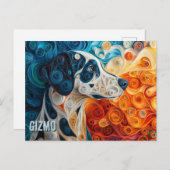 Carte Postale Dalmatie Papier Quilling Portrait de chien d'art (Devant / Derrière)