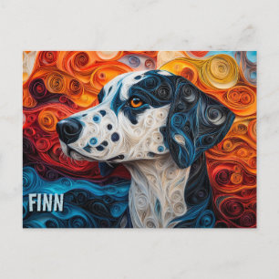Carte Postale Dalmatie Papier Quilling Portrait de chien d'art