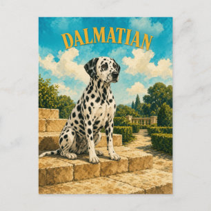 Carte Postale Dalmatien, Art du chien à l'aquarelle vintage