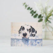 Carte Postale Dalmatien Dog Bain Temps Peinture (Debout devant)