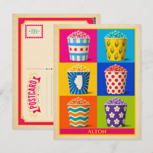Carte postale d'Alton Illinois Popcorn Art Pop Vin
