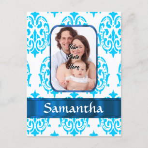 Carte Postale Damas blanc et bleu