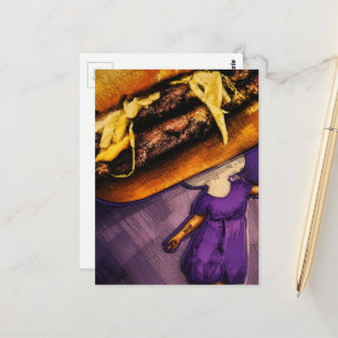 Carte Postale Damas Collage Silencieux Burger au Fromage Champig