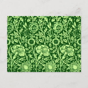 Carte Postale Damas de Carnation Art Nouveau, Vert Forêt