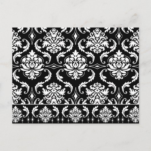 Carte Postale Damas diamant, blanc sur noir (Devant)