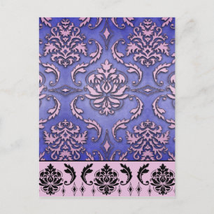 Carte Postale Damas diamant, TERRACINA en violet et rose