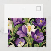 Carte Postale Damas élégant avec fleurs de crocus (Devant / Derrière)
