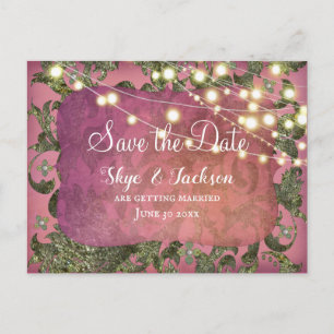 Carte Postale Damas élégant inspiré de l'Inde Rose rose