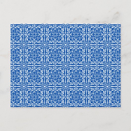 Carte Postale Damas médiéval Fleur de lis, bleu cobalt (Devant)