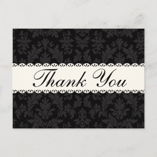 Carte Postale Damas vintage Merci Fleurs noires Broderie anglais