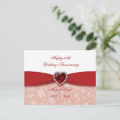 Carte Postale Damask 40e anniversaire Mariage Design (Debout devant)