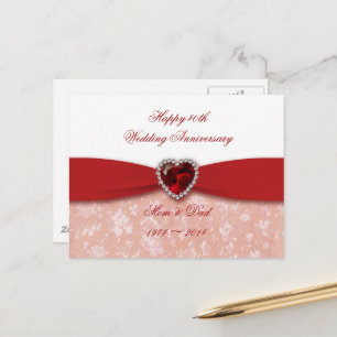 Carte Postale Damask 40e anniversaire Mariage Design