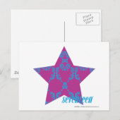 Carte Postale Damask Aqua-Purple 3 (Devant / Derrière)