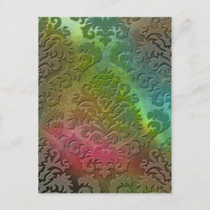 Carte Postale Damask Coupe Velvet, Satin Abstrait en Turquoise e