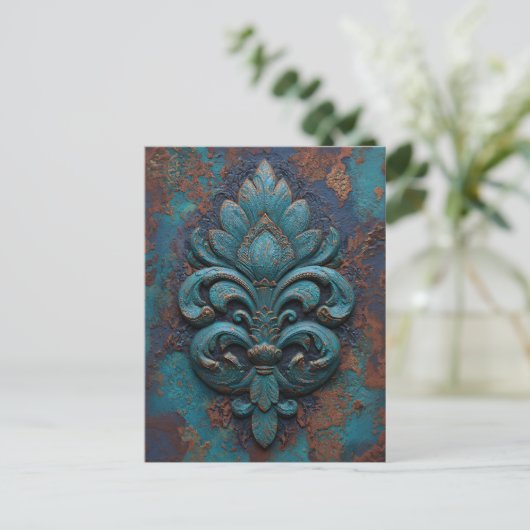 Carte Postale Damask Embossed Fleur-De-Lis (Debout devant)