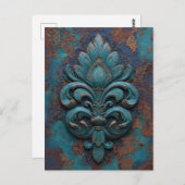 Carte Postale Damask Embossed Fleur-De-Lis (Devant / Derrière)