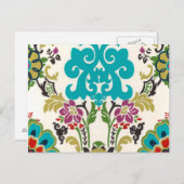 Carte Postale Damask Floral Patterns Plum Turquoise (Devant / Derrière)