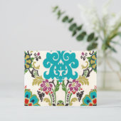 Carte Postale Damask Floral Patterns Plum Turquoise (Debout devant)