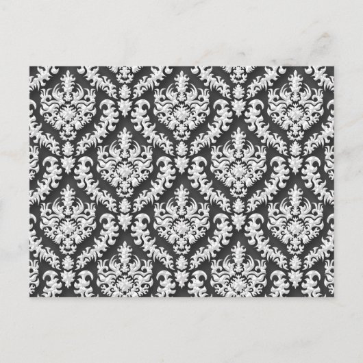Carte Postale Damask Print in Grey - Magnifique! (Devant)