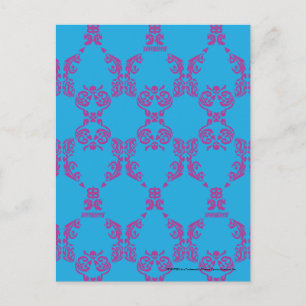 Carte Postale Damask Purple-Aqua