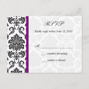 Carte postale Damask RSVP avec pourpre