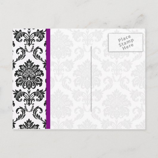 Carte postale Damask RSVP avec pourpre (Dos)