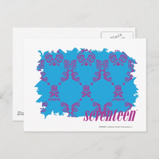 Carte Postale Damask Violet-Aqua 4 (Devant / Derrière)
