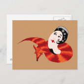 Carte Postale dame à fourrure de renard (Devant / Derrière)