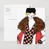 Carte Postale dame à la mode (Devant / Derrière)