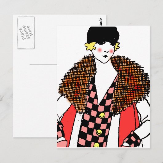 Carte Postale dame à la mode (Devant / Derrière)