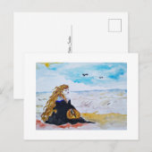 Carte Postale Dame à la plage (Devant / Derrière)