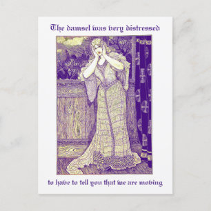 Carte Postale Dame Antique en Détresse Changement d'Adresse 